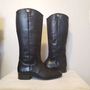 Frye 7 melissa button tall black leather boots